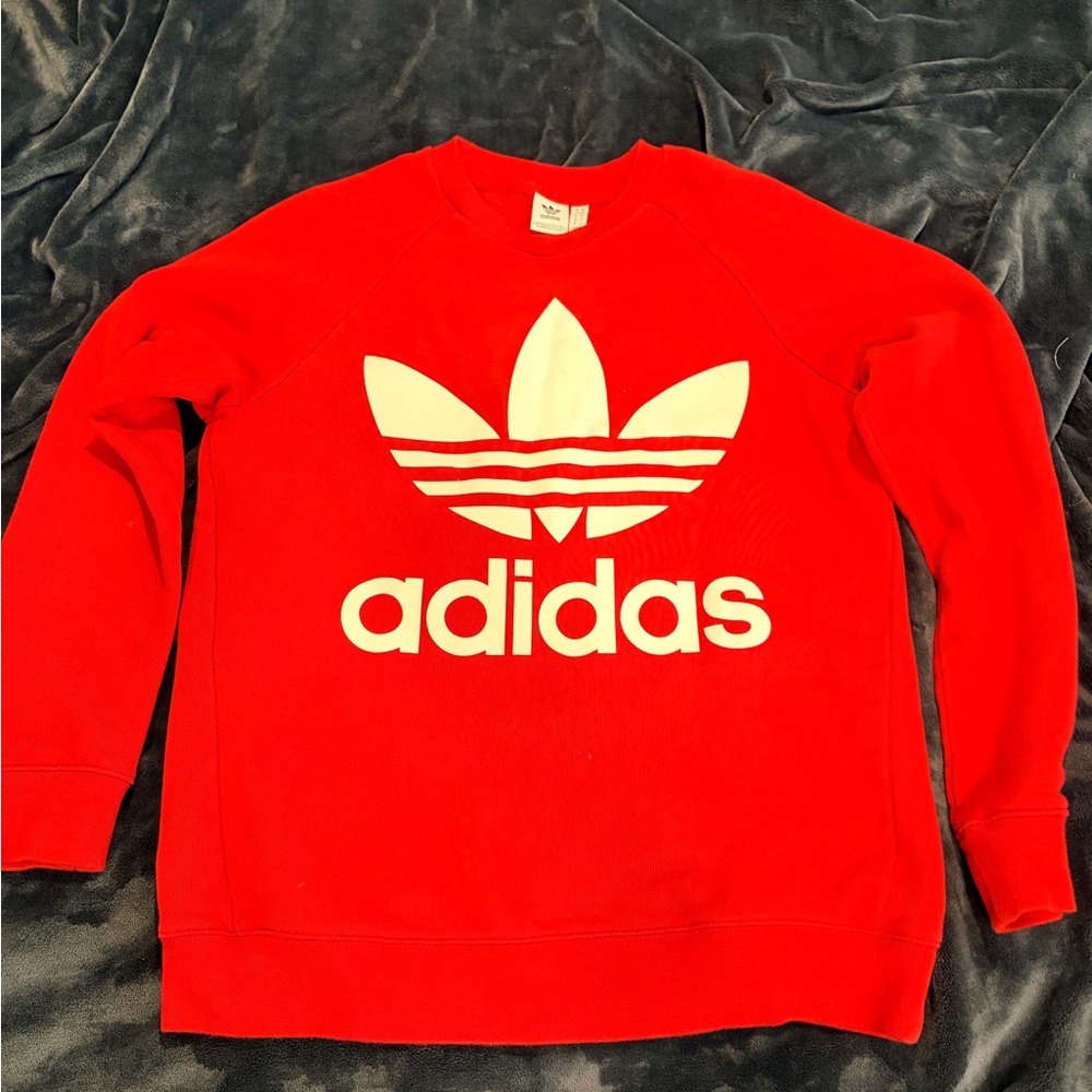 Adidas retro Men's Vibrant Red cotton Crewneck Sweatshirt